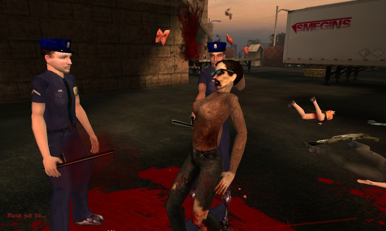 [Zombie] -Aua! Za co to? Nic nie zrobiłam!<br />[Gliniarz] -Bycie zombie jest w Stanach Zjednoczonych nielegalne. Pojedzie pani z nami na komendę.